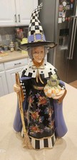 MACKENZIE CHILDS GRETA WITCH FERGAL FROG FALL HALLOWEEN FLORAL MARKET FIGURINE picture