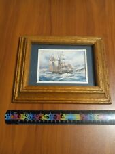Ships Sailing Print Wood Framed, Vintage Nautical Wall Decor Boat Ocean Sea Art picture