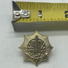 Vintage Dutch Holland Police Cap Badge Pin Gold Tone VIGILAT UT QUIESCANT picture