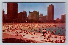 Chicago IL-Illinois, Oak Street Beach, Vintage Postcard picture
