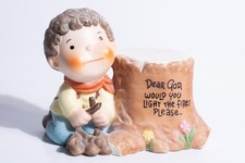 Enesco Dear God Kids Campfire Boy Porcelain Figurine Dear God 1982 picture