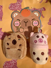 Danbar Animation Plush Clip-On Keychain Set w/ Mini Bag, 2pc, Multicolor picture
