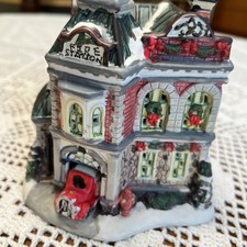 Holiday Time Porcelain Fire Station House vintage picture