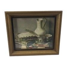 1970s Henk Bos Still Life Lithograph Framed Print Mid-Century Kitchen Moody Vtg picture