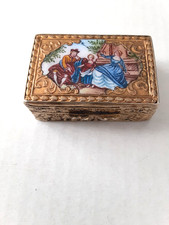 Vintage Italian 800 Silver Gilt Inlaid Enamel Trinket / Pill Box picture