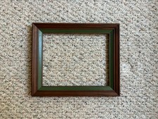 VTG 1970s Solid Wood Picture Frame, Green Liner, Angled Sides, Fits 8