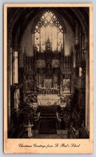 c1920s St Paul's School Concord NH Chapel Christmas Greeting Postcard Written picture