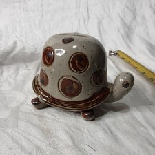 Lovely Ceramic Turtle Piggy Bank  Brown Poka Dots And Speckles Has... picture