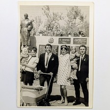 Vintage 1960s Photo Soviet Family Ukraine SSR WWII War Memorial Monument Medals  picture