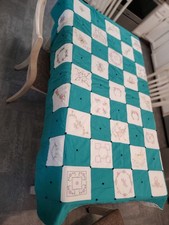 Vtg HAND STITCHED Embroidered QUILT 82 X 67