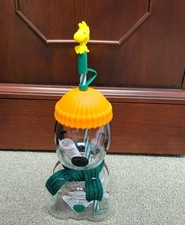 Starbucks X Peanuts Snoopy Limited Edition Glass Straw Cup With stopper 20oz NEW picture