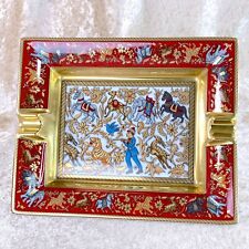 Hermes Ashtray Porcelain Change Tray Chasse en Inde India Gold Paint No Case picture