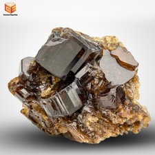 Vesuvianite Crystal, Thumbnail Size On Matrix, Lustrous And Gemmy, Pak, 3.9 Gram picture