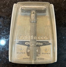 Vintage Chrome Gillette Slim Adjustable Safety Razor W/ Case Nice Condition.  AF picture