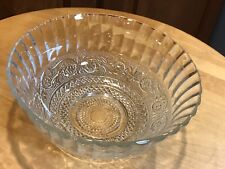 Clear Pressed Glass Bowl Ribbed Panel / Sandwich type design  Bottom 7 1/4