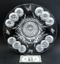 Antique PAIRPOINT BUTTERFLY DAISY American Brilliant Cut Glass Centerpiece Bowl picture