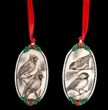 Double Sided Bird Ornament. Moosup Valley, Rachel Badeau,Etched, Cardinal, Robin picture