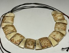 Vintage 20th C. Tibetan Buddhist Hand Carved Auspicious Symbol Necklace Jewelry picture
