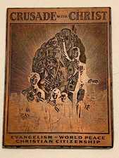 Vintage Religious Printing Plate - CRUSADE with CHRIST- Evangelism - World Peace picture
