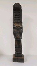 VTG Hand Carved Wood Sculpture Tribal African Queen Black Female Figural Bust picture