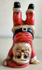 Vtg?? Handpainted Headstand Handstand Santa~Ceramic~4 inch~Unique~Whimsical~RARE picture