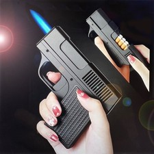 Unique Butane Cigarette LIGHTER & CASE Adjustable Jet Torch Flame Pistol Gun USA picture