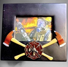 Firefighter Fire Rescue 4x6 Photo Frame Maltese Cross Axes Fireman Decor picture