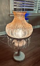 Vintage Aladdin Lincoln Drape Oil Lamp Electrified Amber Iridescent Crystals picture