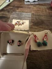 VINTAGE Lot of 3 Earring Sets Disney Minnie And Little Mermaid picture