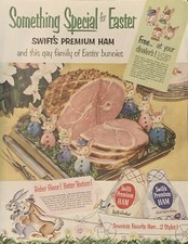 1952 Swifts Premium Ham - Gay Family Of Easter Bunnies VTG 1950s PRINT AD picture
