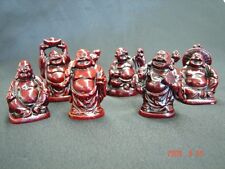 Set of Six Little Small Chinese Happy Money Buddha Statues picture