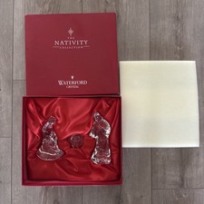 Waterford Crystal Nativity Collection 3 PC Holy Family Set W/Original Box 1994 picture