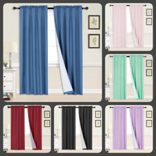 2pc light blocking window curtain panel  microfiber mate blackout solid R64 picture