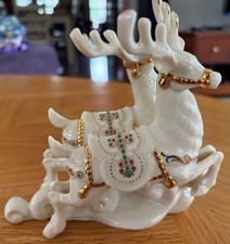 Vintage 1999 Lenox 'Dash Away All' Dasher & Dancer Figure w/ Orig Box Bone China picture
