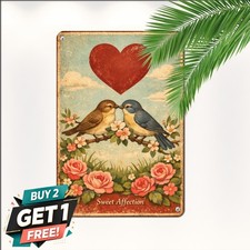 Charming Vintage Valentine Heart Tin Sign Love Romance Metal Wall Plaque picture