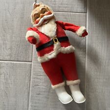 Vintage Santa Clause Doll Figure 12” Plastic Face Japan Felt Suit Christmas picture