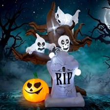 IRETG 8FT Halloween Inflatable Scary Tree LED Yard Decoration picture