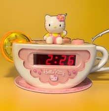 Vtg 2003 Hello Kitty Tea Cup Alarm Clock Radio Night Light Sanrio Pink Y2K Works picture