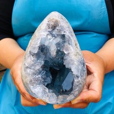 3.93LB Natural Blue Celestite Geode Quartz Crystal Mineral Specimen Healing picture