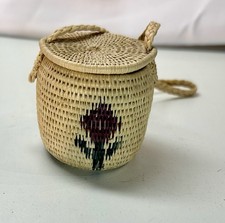 VINTAGE Warao Venezuelan Hand Woven Child's Mini Purse Basket 1980s Folk Art picture