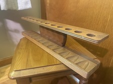 Vintage 12 Smoking Tobacco Pipe Rack Stand Or Wall Shelf Wood Felt Bottom picture
