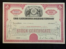 Erie Lackawanna Railroad Company Stock Certificate 1961 Cancelled 100 Shares picture