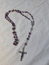 Vintage Silver Garnet Red Glass Beads Rosary Christian, Catholic 16