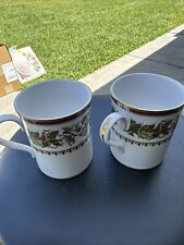 Pair Of Spode Christmas Rose Mugs England New picture