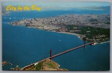 San Francisco CA Aerial View Of San Francisco & Golden Gate Chrome Postcard 355 picture