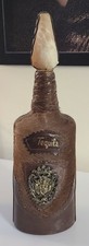 Vintage Mexican Cowhide Tequila Decanter Bottle Acapulco Folk Art Barware picture