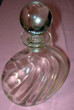 Vintage Optical Hand Blown Optic Glass Decanter With Solid Ball Stopper 10