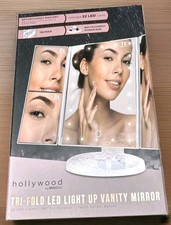 NEW Hollywood Vivitar Trifold LED Lightup Makeup/Vanity Mirror, White w/Storage picture