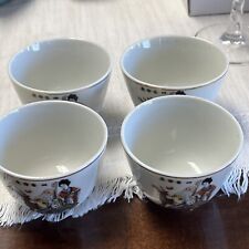 Vintage Golden China Picture Story Cup 4 Cups Geisha Girl Chinese Asian Accents picture