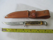 Case XX Vintage 1977 Blue Scroll Fixed Blade Stag with Sheath M5F SSP picture